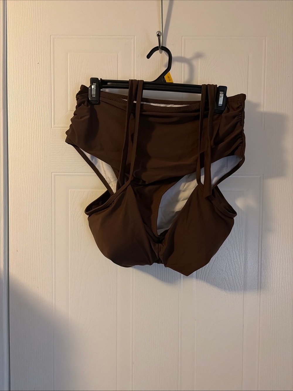Two Piece Swimsuit High Waisted Bikini Set Tummy Control, Brown Size XL